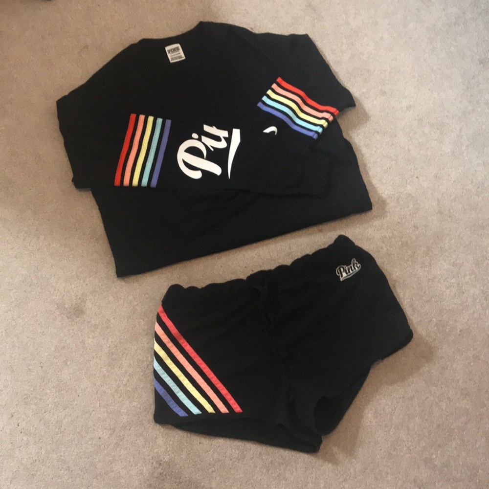 Pink VS Rainbow Stripe outfit